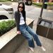 Women’s Clothing New Retro Slim Hip 076H Blue Washed Denim Loose Straight Jeans Female 3072_ecoleips.com