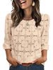 Women's Casual Lace Top Round Neck Three Quarter Sleeve Hollowed Out Spring Summer New American Style Clothing_ecoleips.com