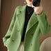 Women’s Wool Blend Trench Coat – Slim-Fit Double-Breasted Long Coat With Notched Lapel (Black, White, Gray, Camel, Avocado Green, Purple, S-XL)_ecoleips.com