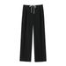 Women's Clothing New Street Style Lace Up Stitching Design Casual Pants_ecoleips.com