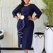 Elegant High-Waist Wrap Dress With Flounce Hem & Side Slit - Stretchy Knit Fabric For Women Stretch & Comfort_ecoleips.com