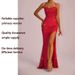 New Cross-Border Women's Fashion European And American Elegant Style Solid Color Slim Low-Cut Backless Slit Long Dress_ecoleips.com
