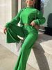 Women's Clothing casual fashion long sleeved hooded sweatshirt wide leg pants two piece set_ecoleips.com