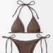 2025European and American cross border new drawstring straps hollow striped split swimsuit bikini bikini_ecoleips.com