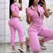 Women's Clothing Fashion Mature Women's Casual Multi Pocket Waist Elastic Workwear Jumpsuit_ecoleips.com