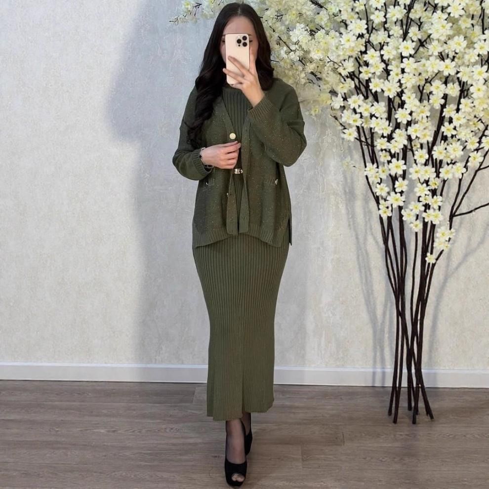 Women's Autumn Knit Sweater Dress Wrap Belted Long Sleeve Tunic Top Slim Fit Stretchy Polyester Spandex Casual Outfit_ecoleips.com
