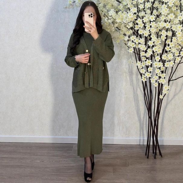 Women's Autumn Knit Sweater Dress Wrap Belted Long Sleeve Tunic Top Slim Fit Stretchy Polyester Spandex Casual Outfit_ecoleips.com