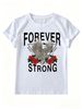 Women Forever Strong Eagle Red Rose Graphic T Shirt Born Free Triangle Print Short Sleeve Crew Neck Casual Western Streetwear Tee_ecoleips.com