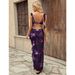 Women's Clothing Retro Printed Triangle Bikini Mesh Skirt Three Piece Set_ecoleips.com