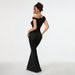 Voya Women's Sexy Socialite Style Dress, Summer Off Shoulder Slanted Neck Black Dress, Long Skirt_ecoleips.com
