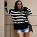Women's Knitted Autumn/Winter New Product Casual Striped Loose Round Neck Hooded Sweater Jacket For Women_ecoleips.com
