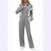 Women's Sporty Striped Lounge Set – Long Sleeve Color-Block Tracksuit (S-XXXL, Poly-Spandex Blend, Wrinkle-Free Chenille Fabric)_ecoleips.com