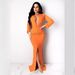 Women's clothing sexy dress V-neck slit slim hip skirt nightclub green personality tight fishtail skirt_ecoleips.com