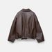 Vintage-Inspired Women's Bomber Jacket - Faux Leather Casual Coat With Relaxed Fit, Multiple Pockets (Black, Brown)_ecoleips.com