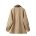 Women's Clothing Spring Lapel Loose Waist Workwear Windbreaker Jacket Women's Mid Length Functional Wind Top Jacket_ecoleips.com