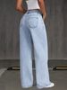Women's Clothing Wide Leg Jeans Fashionable Simple Slim Fitting Versatile Design Techniques_ecoleips.com