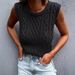 Women's Clothing Round Neck Sleeveless Cable Knit Top Vest Russian Spring Summer_ecoleips.com