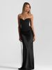 Women's Fashion Solid Color Herringbone Waist Slim Fit Evening Dress Black European And American Style Flowing Ribbon Fishtail Long Skirt_ecoleips.com