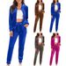 Women's Casual Long-Sleeve Top & Side-Stripe Sport Pants Set - Polyester Two-Piece Outfit (Breathable, Comfort Fit, Office & Street Style)_ecoleips.com
