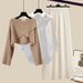 Women’s Clothing Fashion autumn suit women sweater women new large size women's shirt wide leg pants three piece knitted slim_ecoleips.com