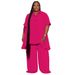Women’s Clothing Fashion Temperament Large Size Short Sleeved Tops Wide Leg Pants Suits For Women_ecoleips.com