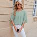 2026 European And American Cross-border Foreign Trade New Solid Color Round Neck Three-quarter Sleeve_ecoleips.com