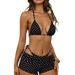 New Polka Dot Halter Neck Bikini Three Piece Set Sexy Style Women's Swimwear_ecoleips.com