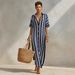 Women's Striped Button Down Shirt Maxi Dress – Loose Fit Casual Beach Resort Gown For Summer 2026_ecoleips.com
