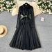 Women’s Clothing Elegant Dress For Women Winter High Grade Hook Lace Splicing Mesh Irregular Knee Length Skirt_ecoleips.com