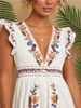 Women's Clothing Travachic Women's Holiday Print V Neck Cap Sleeve Dress_ecoleips.com