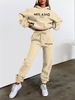 Women's Autumn And Winter Casual Fashion MILANO ITALY Letter Printed Thick Fleece Warm Hooded Sweatshirt+sports Pants Set-733_ecoleips.com