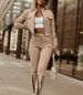 Women's Patchwork 2 Piece Set Casual Suit European American Style Zipper Design Full Length Polyester Pant Set_ecoleips.com