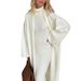 Elegant High-Neck Long Dress & Cardigan Set - Slim Fit Two-Piece Outfit For Women, Comfortable Polyester Blend, Black/Beige/Brown/Red_ecoleips.com