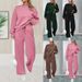Cozy Winter Lounge Set – Long-Sleeve Knit Top & Tied-Waist Wide-Leg Pants (S-5XL, 4 Colors, Stretchy Polyester-Spandex Blend)_ecoleips.com