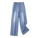 Women's Clothing Plus Size Clothes Retro Plus Size Jeans Wide Leg Casual Fashion Trousers American Style_ecoleips.com