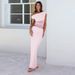 Women's Solid Color Patchwork off Shoulder Lace Dress Sexy Cross-Border Style Spring/Summer New Three Lakes European American Clothing_ecoleips.com