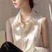 Satin Sleeveless Shirt For Women, 2026 New Summer French Style, Elegant And Gentle, High-end Light Luxury, Unique_ecoleips.com