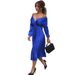 Autumn Long Sleeve V Neck Pleated Skirt For Women Elegant And Stylish Solid Color Fashion Dress_ecoleips.com