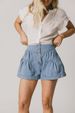 Aria Basics Aria Basics 2025 Summer New European And American Ruffle Denim Women, Casual Elastic Waist Pocket Shorts For Cross-Border_ecoleips.com
