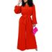 C8596 Cross-Border Women's European And American New Style Export Fashion Long Sleeve Solid Color High Waist Plus Size_ecoleips.com