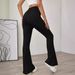 Voya 2026 Spring/Summer New Women's European And American Style High-Waisted Slimming No-Belt Slightly Flared Knit Casual Pants_ecoleips.com