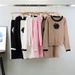 Spring Autumn New Camellia Knitted Set For Women Fashionable And Elegant Round Neck Top With Color-Block Bodycon Skirt_ecoleips.com