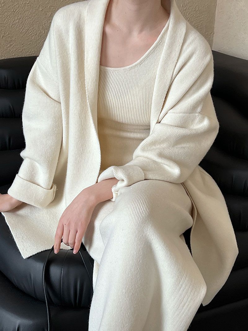 Women's Clothing simple high end women's autumn and winter new cardigan + vest + wide leg pants three piece set ss658_ecoleips.com