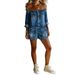 Women's Vintage Denim Overalls Shorts Off-Shoulder Long Sleeve Jumpsuit Retro Washed Loose Fit_ecoleips.com