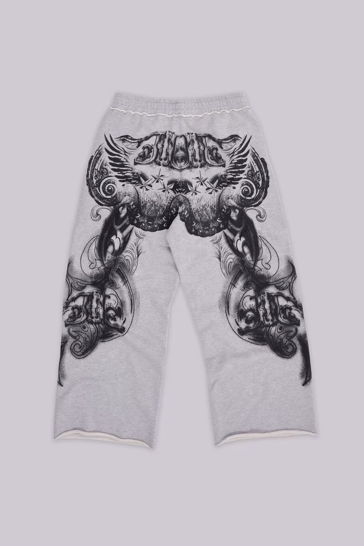 Personalized Printed Frayed Hem Trousers Fashionable Loose Wide Leg Casual Trousers for Men And Women Trendy Brand Cross Border American Style_ecoleips.com