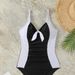 Women’s Classic Black & White One-Piece Swimsuit – Slimming, High-Cut, Strapless, S/M/L/XL/XXL (Black/White & Black/Fuchsia)_ecoleips.com
