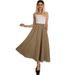 Vintage High Waist A-Line Midi Skirt Lace-Trimmed Flared Hem plus Size Women's Bottoms M-4XL Size Freedom Color Poetry_ecoleips.com