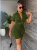 K European Women's Fashion New Urban Style Shirt Short Sleeve Shorts Solid Color Two-Piece Set. No Accessories_ecoleips.com