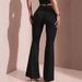 Women's High Waist Flared Pants Stretchy Polyester Trousers with Belt Loops Casual Office Wear Black Burgundy Navy Blue S XL_ecoleips.com