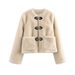 Spring Ins Women's Two-Tone Fleece Jacket With Buckle Detail - Cozy Casual Outerwear For Everyday Wear_ecoleips.com